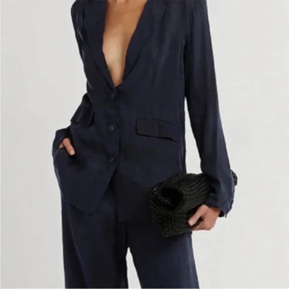 NWT Dissh Campbell Boyfriend Blazer Jacket Navy Blue Size AU 6 US 2